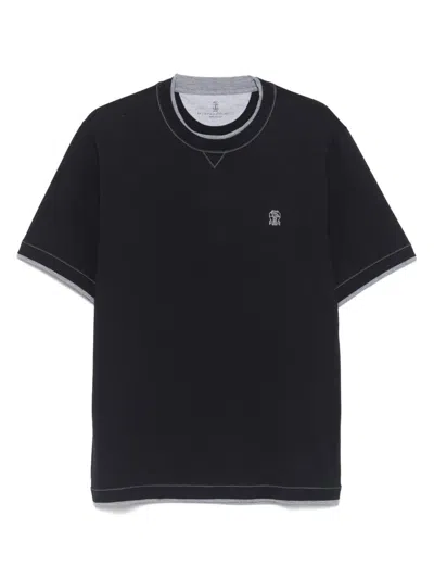 BRUNELLO CUCINELLI T-SHIRT WITH FAUX-LAYERING