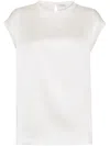 Brunello Cucinelli Silk Satin Top In Beige