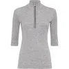 Brunello Cucinelli Ribbed Zip-neck Top In Gray
