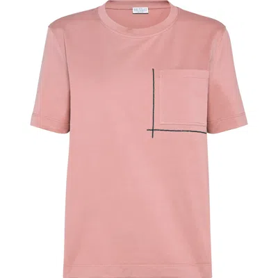 Brunello Cucinelli T-shirt With Monili In Pink