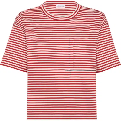 Brunello Cucinelli T-shirt With Monili In Red