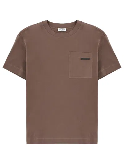 Brunello Cucinelli T-shirt With Pocket In Brown