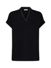 Brunello Cucinelli Women Stretch Cotton Jersey T-shirt With Precious Neckline In Black