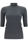 Brunello Cucinelli Short Sleeve Mock-neck Sweater In Antracite (grey)