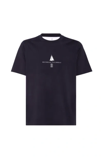 Brunello Cucinelli T-shirt With Print In Black