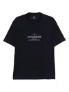 Brunello Cucinelli Cotton Crew Neck T-shirt With Graphic Print In Blue