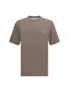 Brunello Cucinelli Mud Cotton Solomeo Crest T-shirt