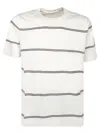 Brunello Cucinelli Short-sleeved Crew Neck T-shirt With Contrasting Stripes In White