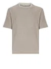 Brunello Cucinelli Short Sleeves Crew Neck T-shirt In Cotton And Linen In Gray