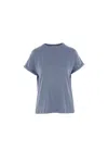 Brunello Cucinelli Cashmere Silk Lurex T-shirt In Avion Blue