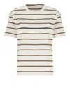 Brunello Cucinelli Striped Crew Neck T-shirt In Beige