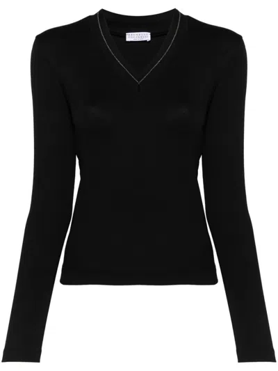 Brunello Cucinelli Verziertes Oberteil In Black