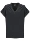 Brunello Cucinelli Monili-chain Cotton T-shirt In Navy