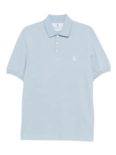 BRUNELLO CUCINELLI BRUNELLO CUCINELLI T SHIRTS AND POLOS BLUE