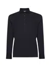Brunello Cucinelli Long-sleeved Cotton Polo Shirt In Blue