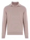 Brunello Cucinelli Relaxed Fit Pullover With Classic Collar In Brown