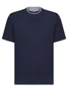 Brunello Cucinelli Men Black Jersey Faux Layering T-shirt In Cobalt+medium Gray