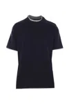 Brunello Cucinelli Silk And Cotton Blend Crew Neck T-shirt In Cobalt+medium Gray