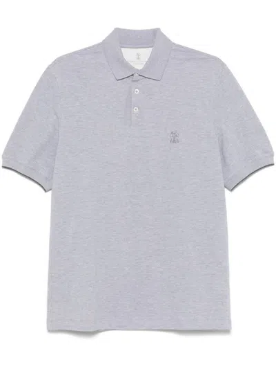 Brunello Cucinelli Logo Detailed Short-sleeved Polo Shirt In Grey