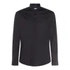 Brunello Cucinelli Dark Blue Silk And Cotton Blend Shirt In Black