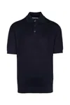 Brunello Cucinelli Short Sleeves Polo Collar Ribbed Cuffs In Navy+dark Grey