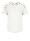 Brunello Cucinelli Crewneck T-shirt With Diamond Cut Brass In White