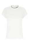 Brunello Cucinelli Stretch Cotton Jersey T-shirt With Precious Faux-layering In White