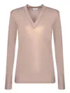 Brunello Cucinelli Monili Chain-detail Lurex Top In Beige