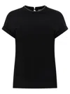 Brunello Cucinelli Short-sleeved T-shirt With Rolled Sleeves And Keyhole Detail In Black