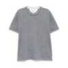 Brunello Cucinelli T-shirt With Faux-layering In Blue