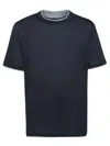 Brunello Cucinelli Men Black Jersey Faux Layering T-shirt In Blue