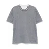Brunello Cucinelli T-shirt With Faux-layering In Blue