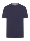 Brunello Cucinelli Contrasting-trims Solid T-shirts In Blue