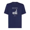 Brunello Cucinelli Cotton Hong Kong Graphic Print T-shirt In Blue