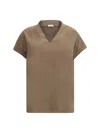 Brunello Cucinelli T-shirt With Embellishments In Brown