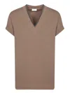 Brunello Cucinelli Monile V-neck T-shirt Chocolate In Brown