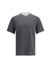Brunello Cucinelli Men Silk T-shir In Gray