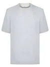 Brunello Cucinelli Grey Melange-white Linen T-shirt In Gray