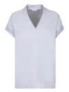 Brunello Cucinelli V-neck Silver T-shirt In Grey
