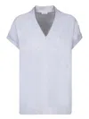 Brunello Cucinelli V-neck Silver T-shirt In Grey