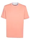 Brunello Cucinelli Men Crew Neck T-shirt With Faux-layering In Pink