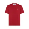 Brunello Cucinelli Cotton Jersey Crew Neck T-shirt With Logo Clothing In Red