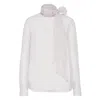 Brunello Cucinelli Silk Blouse With Diamond Cut Brass In White