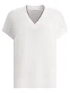 Brunello Cucinelli Monili V-neck Short-sleeve Cotton Jersey T-shirt In White