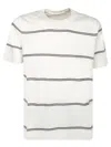 Brunello Cucinelli Short-sleeved Crew Neck T-shirt With Contrasting Stripes In White