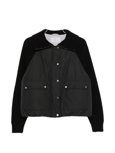 Brunello Cucinelli Taffeta And Wool Knit Down Jacket In Black