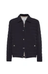 Brunello Cucinelli Quilted Shell Down Shirt Jacket In Blue