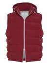 Brunello Cucinelli Hooded Padded Vest Front Pockets In Red