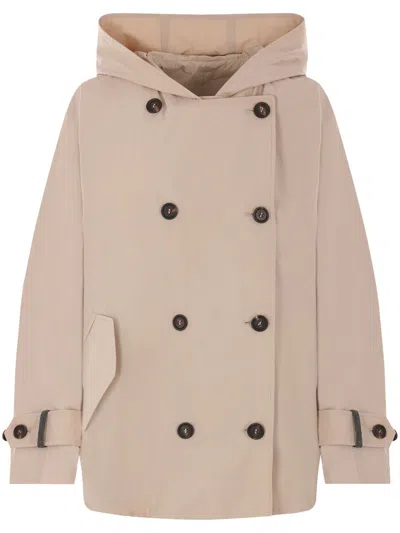 Brunello Cucinelli Double-breasted Parka Coat In Beige