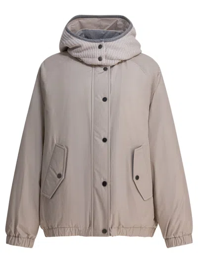 Brunello Cucinelli Women Taffeta Quilt Jacket In Gray